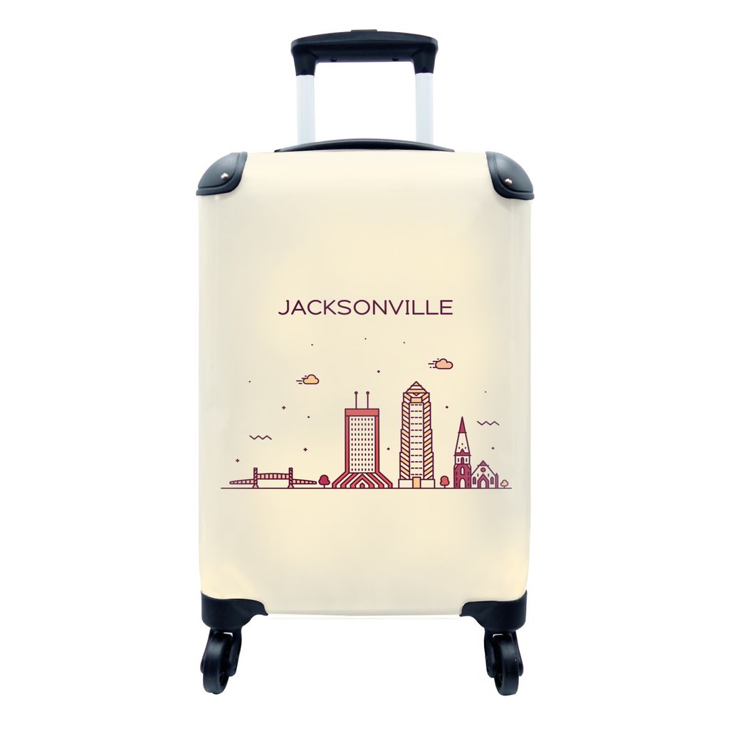 MuchoWow Koffer Handgepäck Trolley Rollkoffer Kleine Reisekoffer mit 4 Rollen - Skyline - Jacksonville - Vereinigte Staaten - Cabin Size < 55x40...