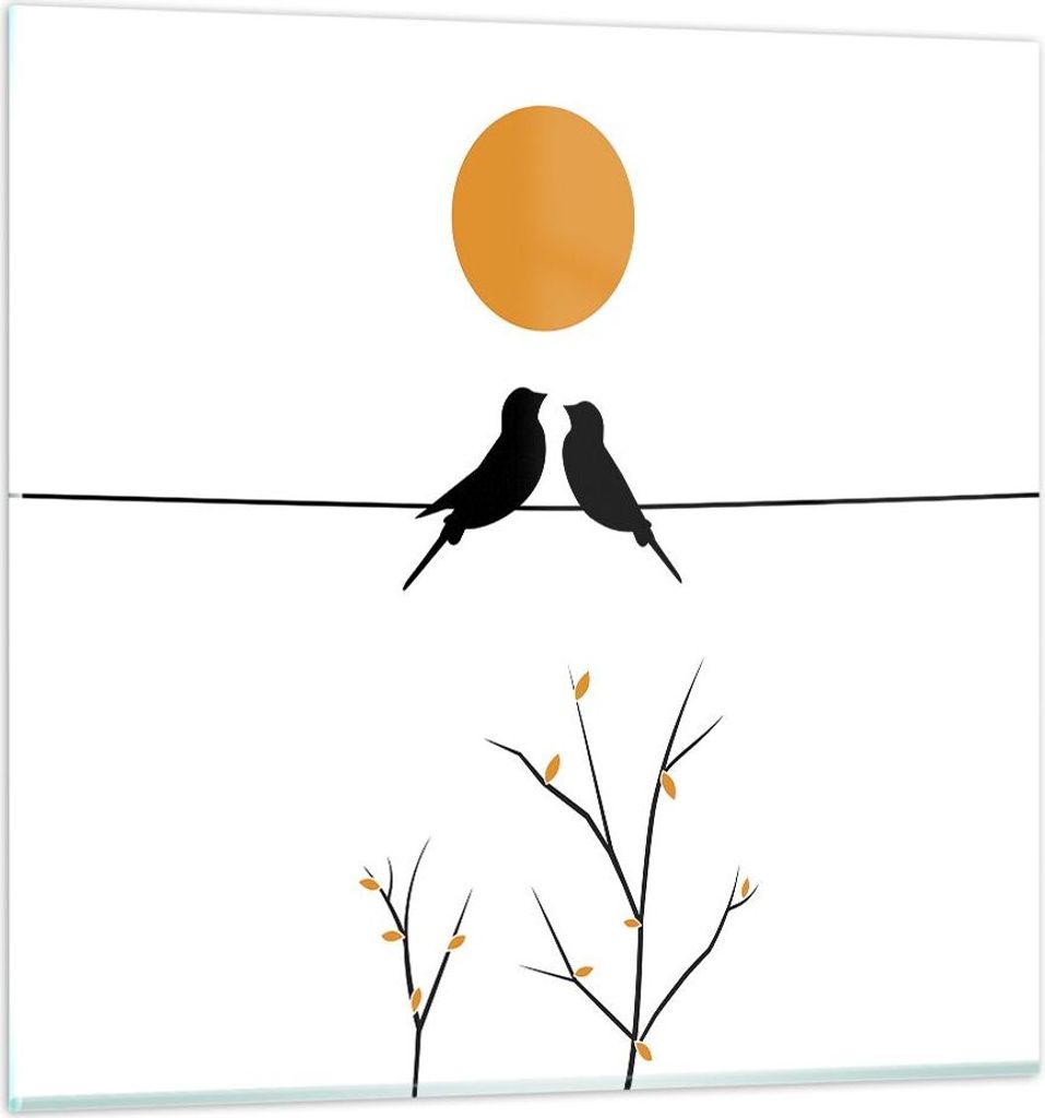 Bilder auf glas - Einteilig - Bild Vögel Sonne - 30x30cm - Glasbilder - Wandbilder - Bilder - zum Aufhängen bereit - Wanddekoration aus Glas - Gl...