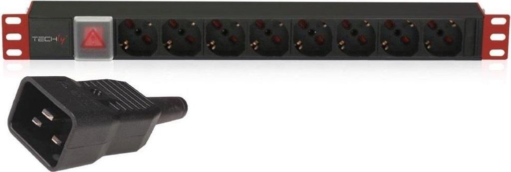 Rack Power Strip 1U 8x Schuko/UNEL cable C20 3m 16A