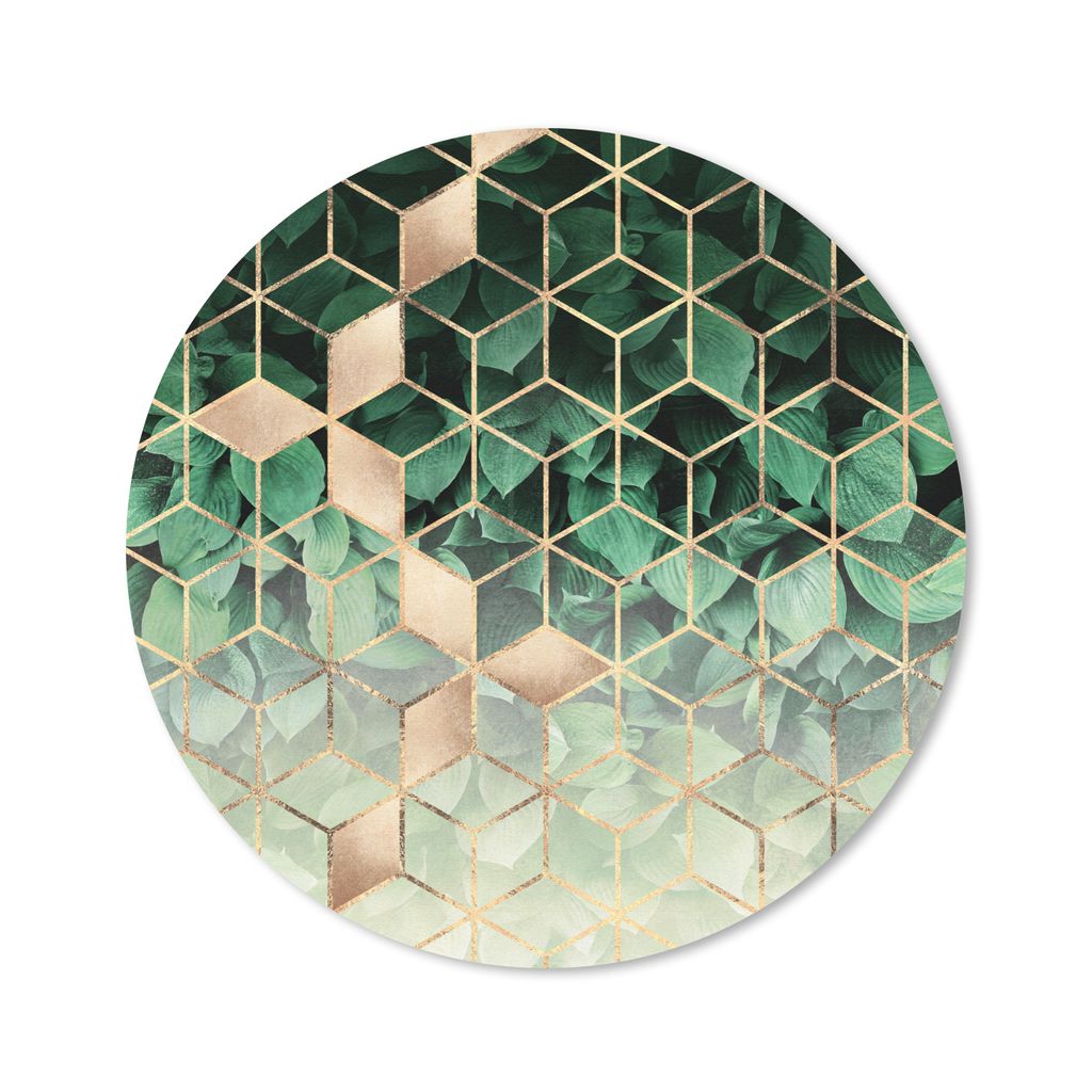 MuchoWow Mauspad Mousepad Blätter - Gold - Würfel - Luxus 50x50 cm - Mousepads - Maus Mat - Pad - Mausunterlage - Vinyl