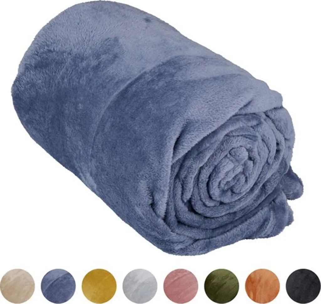 Arti Casa Couverture Polaire 150x200 cm Bleu - Plaid Douillet de Canapé