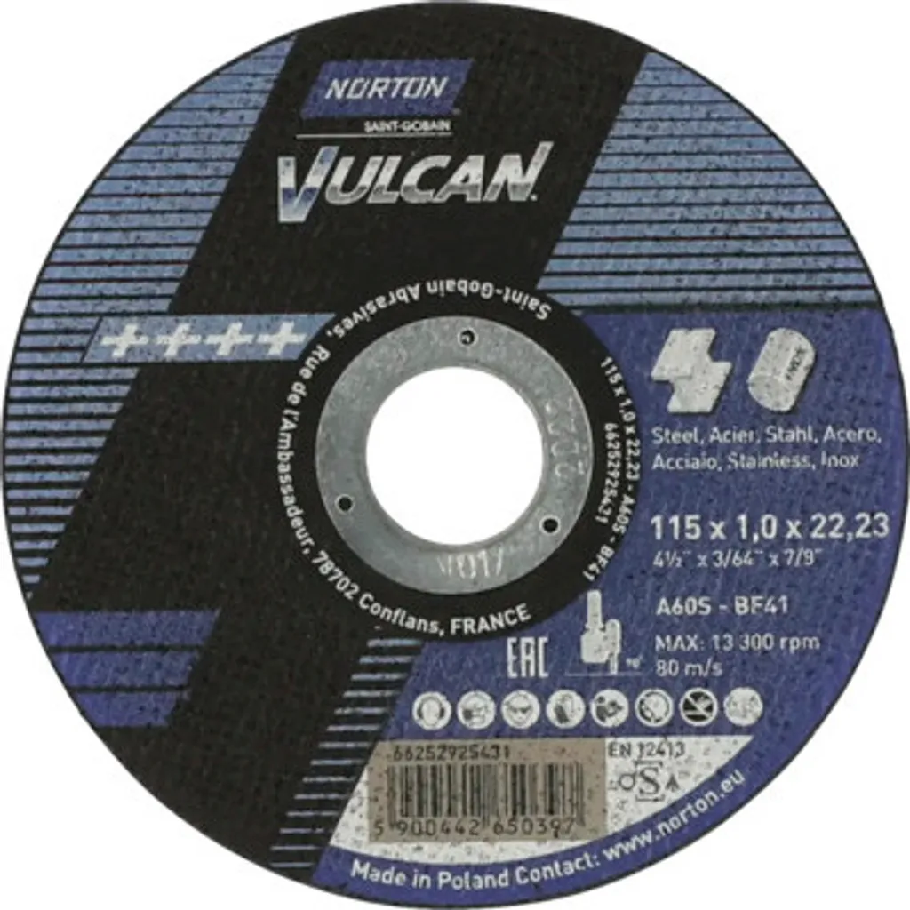 Norton Vulcan: Eccellenza nel Taglio Metalli 115x1,0x22 Inox - 2