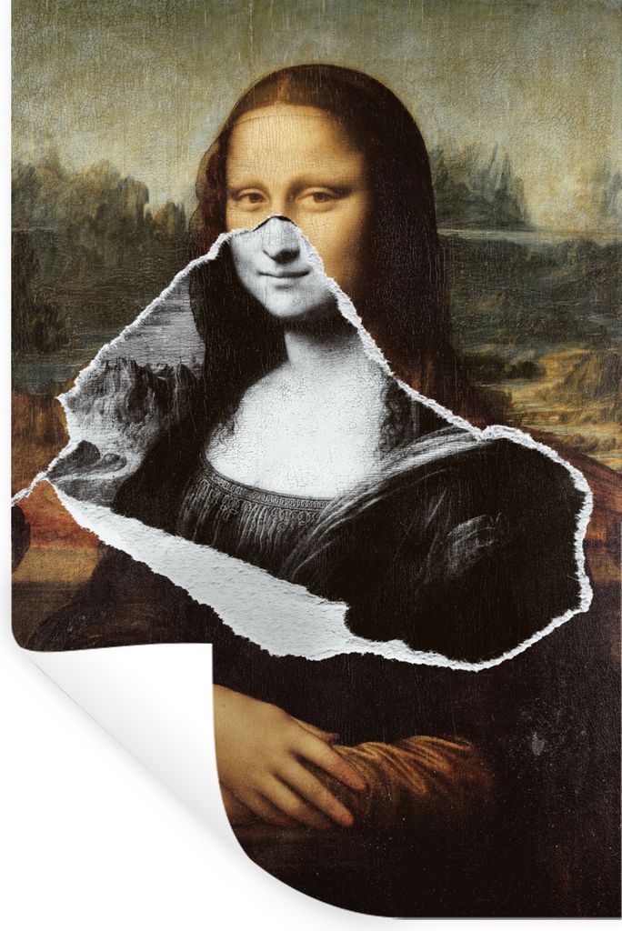 MuchoWow Wandtattoo Wandsticker Wandaufkleber Mona Lisa - Schwarz und weiß - Da Vinci 20x30 cm Selbstklebend und Repositionierbar - Sticker - De...