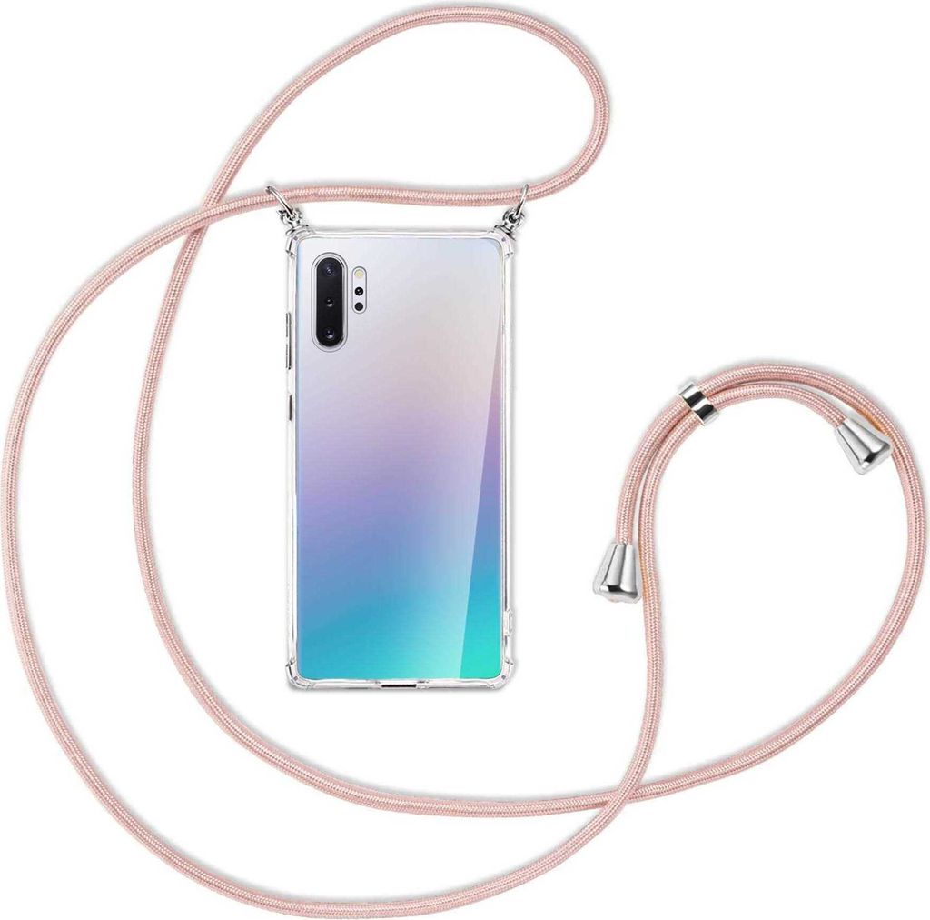 Handykette Backcover-Schutzhülle mit Band (Metall silberfarben) für Samsung Galaxy Note 10 Plus - roségold