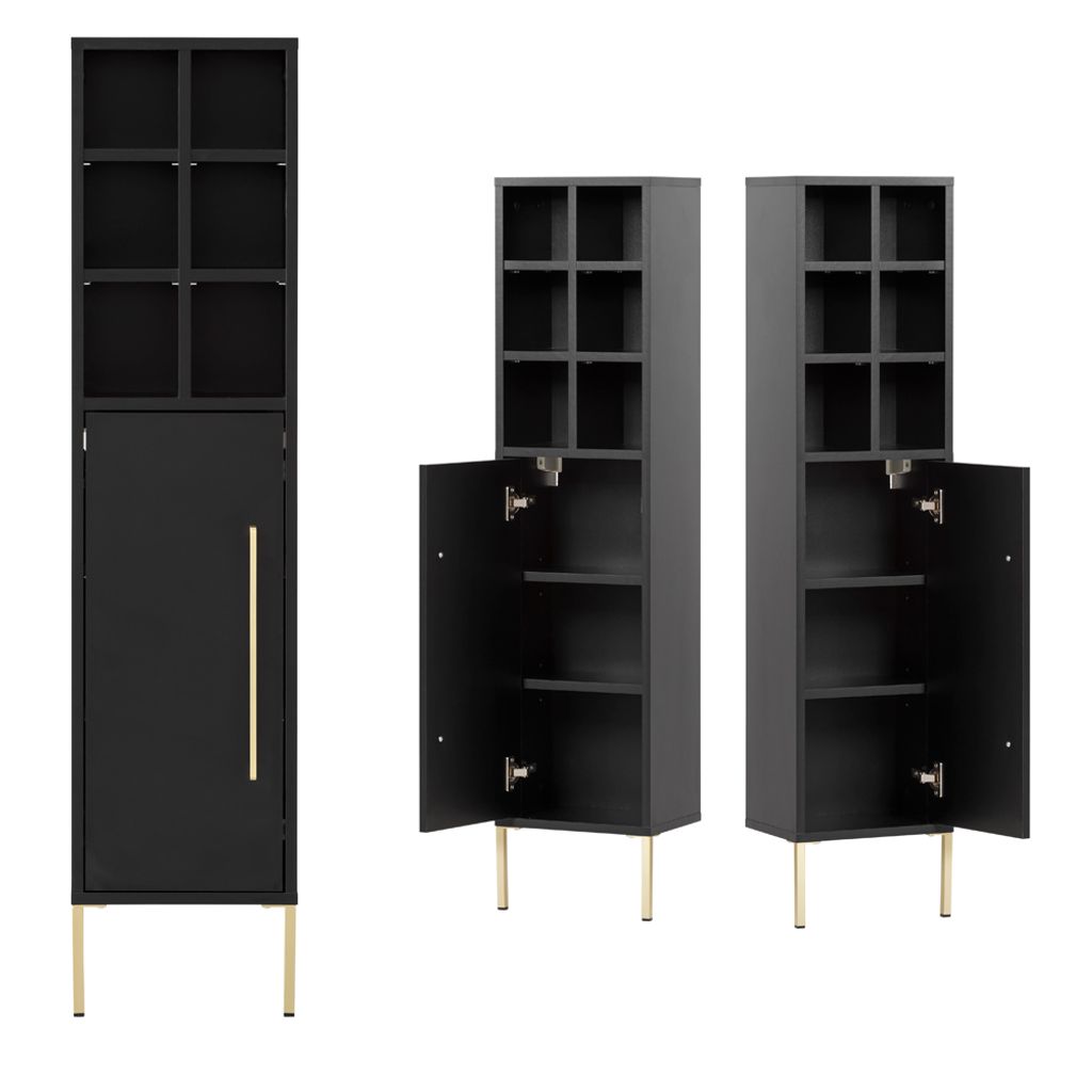 Highboard Badezimmer SARAY-80 in schwarz, B/H/T: 30,5/131/22 cm