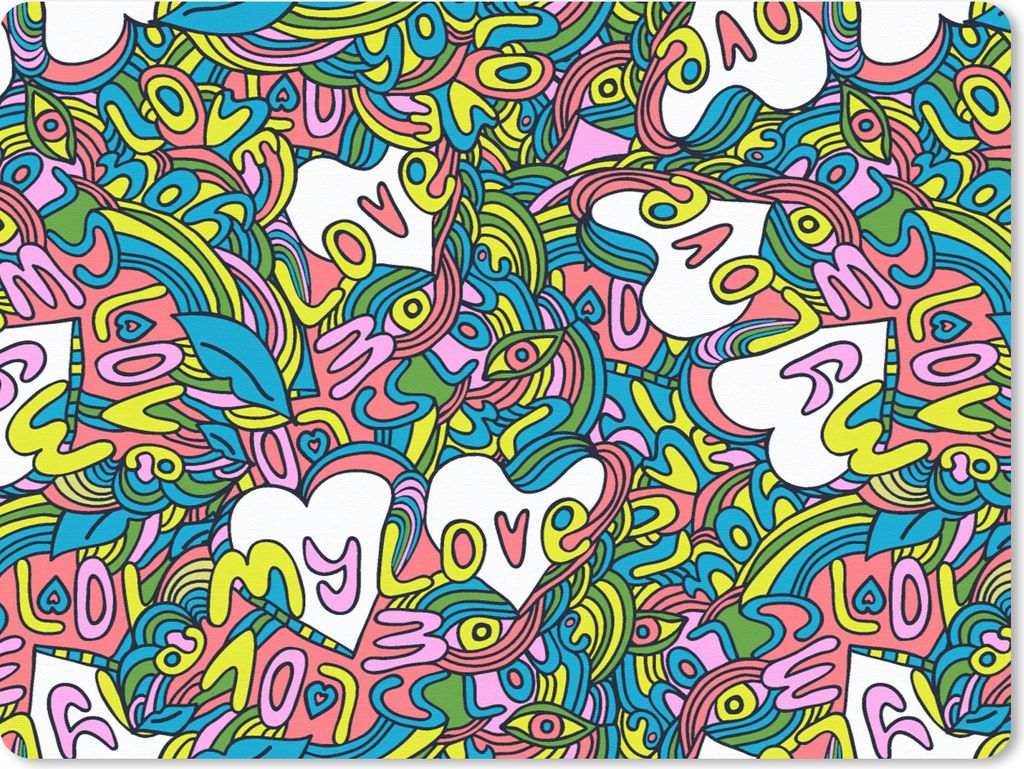 MuchoWow Mauspad Mousepad Mädchen - Liebe - Muster - Liebe - Kinder - Kinder 23x19 cm - Mousepads - Maus Mat - Pad - Mausunterlage - Schreibtisc...