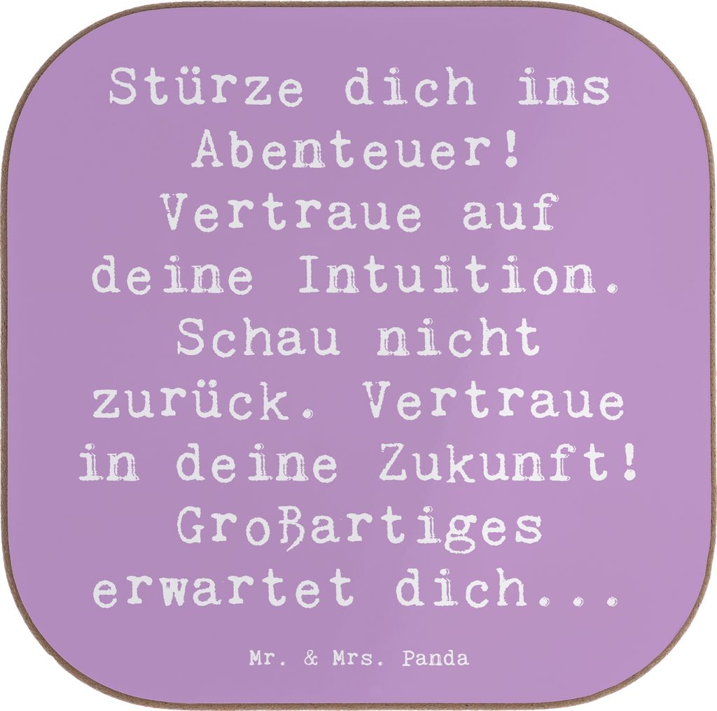 Mr. & Mrs. Panda Untersetzer für Gläser Spruch Tapferkeit und Intuition - Lavendeltraum - Geschenk, Schau nicht zurück, Coaster, Heldenmut, Stim...