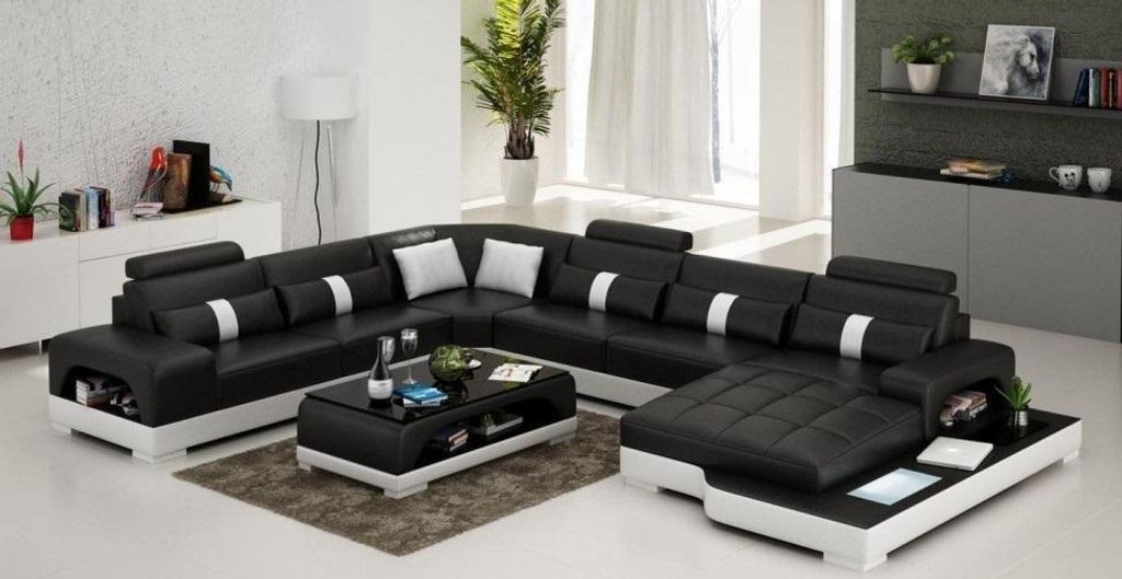 Leder U Form Wohnlandschaft Couch Big XXL Sofa Polster Ecke Garnitur Eck SendenS