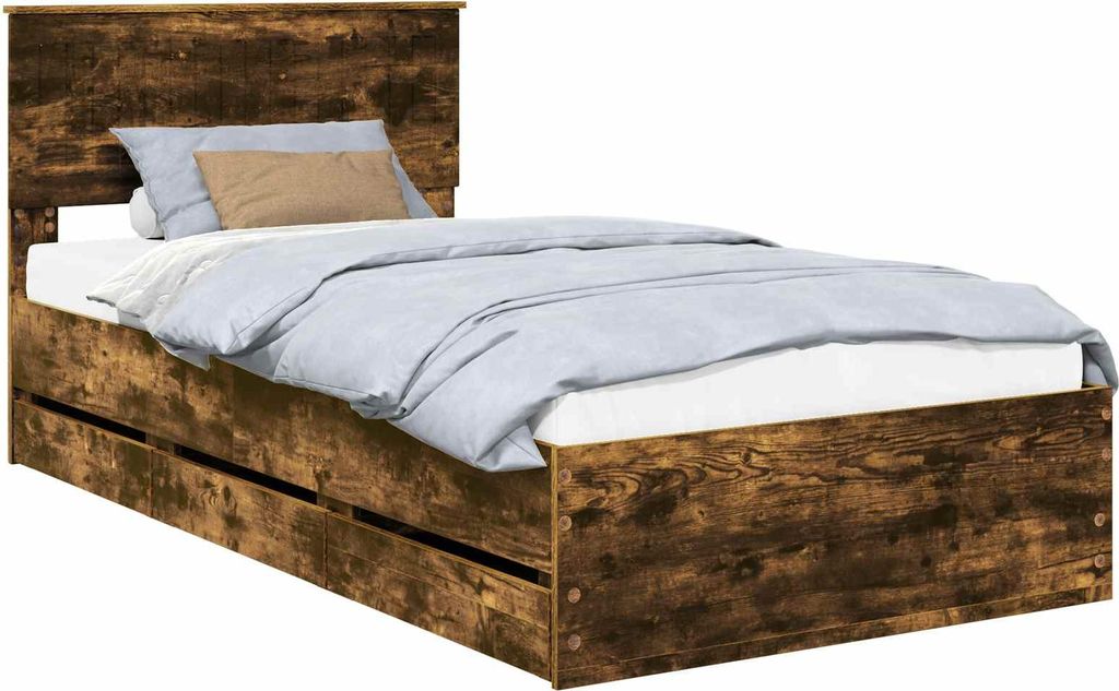 vidaXL Bettrahmen Geräucherte Eiche 100 x 200 cm Ingenieurs Holz