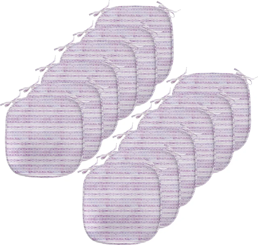 ABAKUHAUS Imbottitura per sedie da sala da pranzo, triangoli, cuscini decorativi impermeabili con cinturini per sedie da cucina, 40 cm x 40 cm - confezione da 12, viola lilla bianco