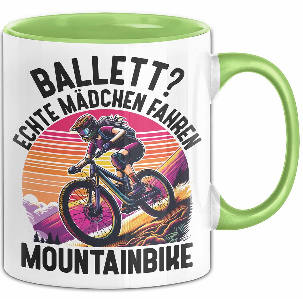 Mountainbikerin Tasse Geschenk Frauen Ballett Echte Mädchen Fahren Mountainbike Mtb (Grün)