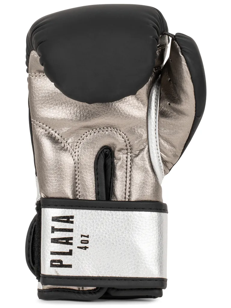 Gants de boxe junior Tapout PLATA Black Silver 02 oz - Cuir synthétique