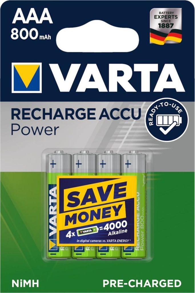 VARTA NiMH Akku "Rechargeable Accu" Micro (AAA) 800 mAh Produktbild