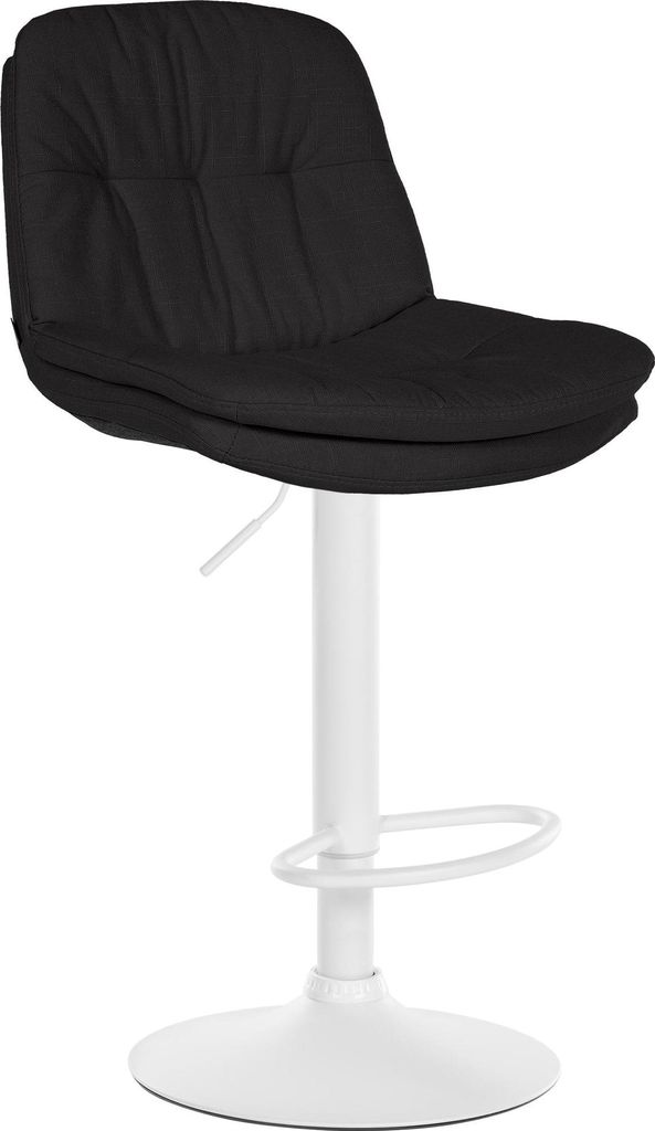 Barhocker MITUN - Stoff Schwarz 46x54x92 cm Weiß | Barstuhl Höhenverstellbar Mit Lehne Drehbar Tresenhocker Tresenstuhl Kneipenhocker Kneipenstuhl