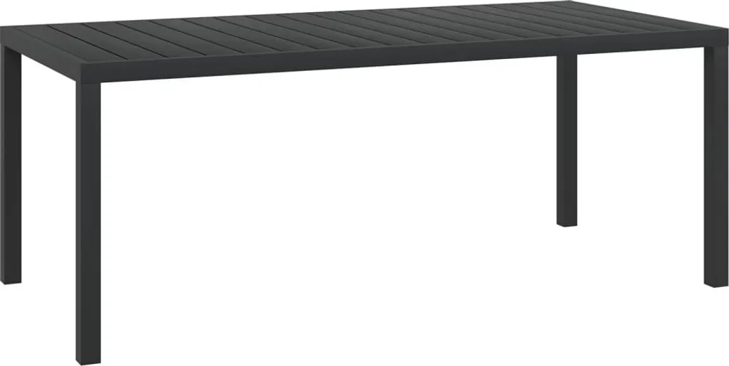 Grande table de terrasse en composite et aluminium noir 185x90 cm