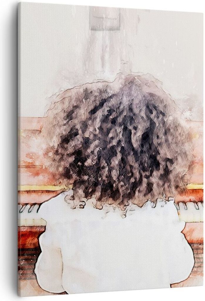 Bild auf Leinwand - Leinwandbild - Einteilig - Kind Klavier Aquarell - 50x70cm - Wand Bild - Wanddeko - Wandbilder - Leinwanddruck - Wanddekoration...