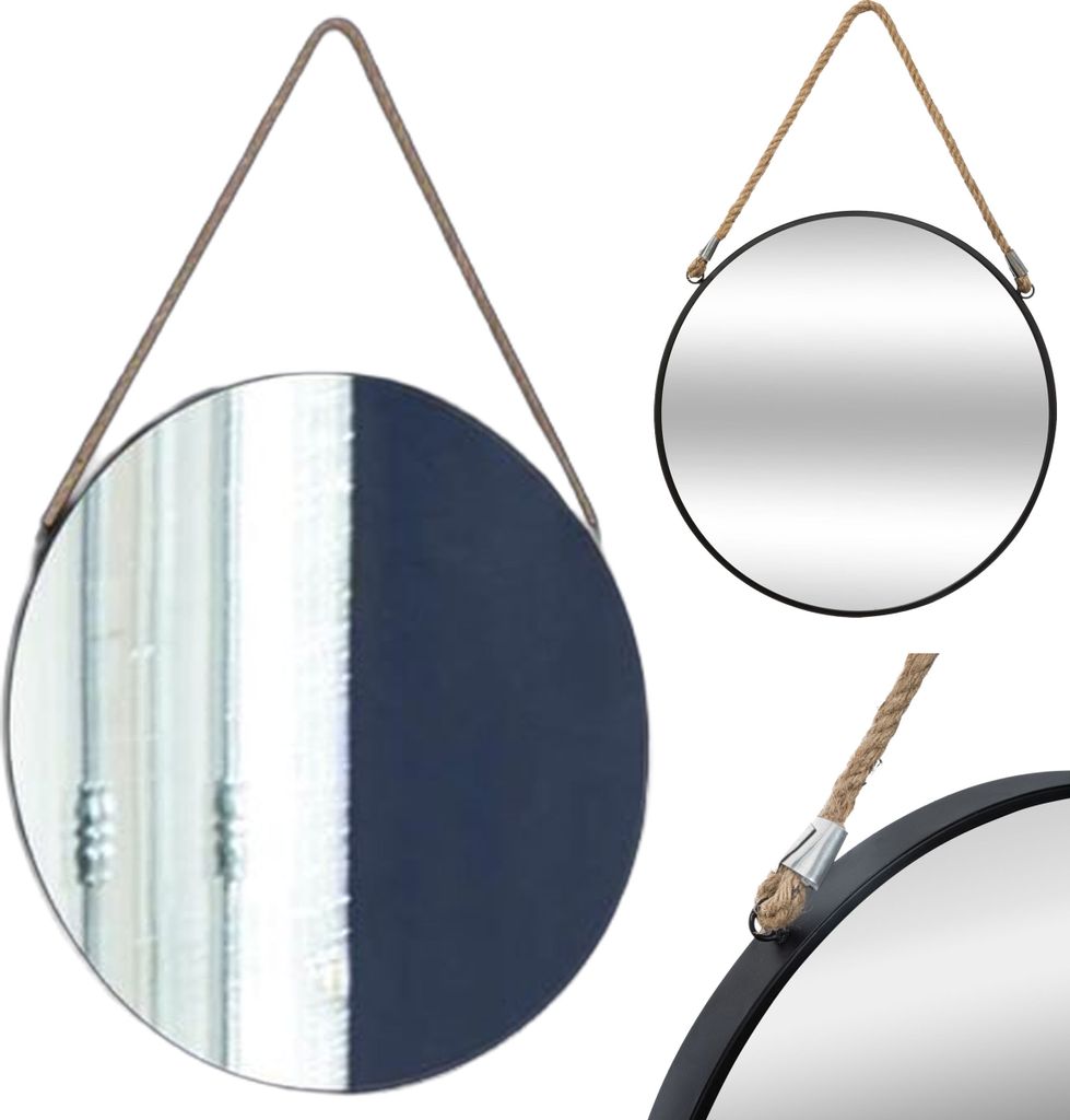 Okrągłe lustro ścienne na sznurze 55 cm Zdjęcie produktu 
