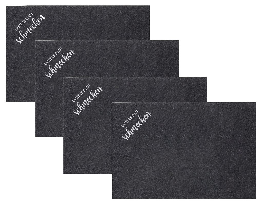 4 Stück Tischsets aus Filz in Schwarz mit Spruch "Lasst es Produktbild 