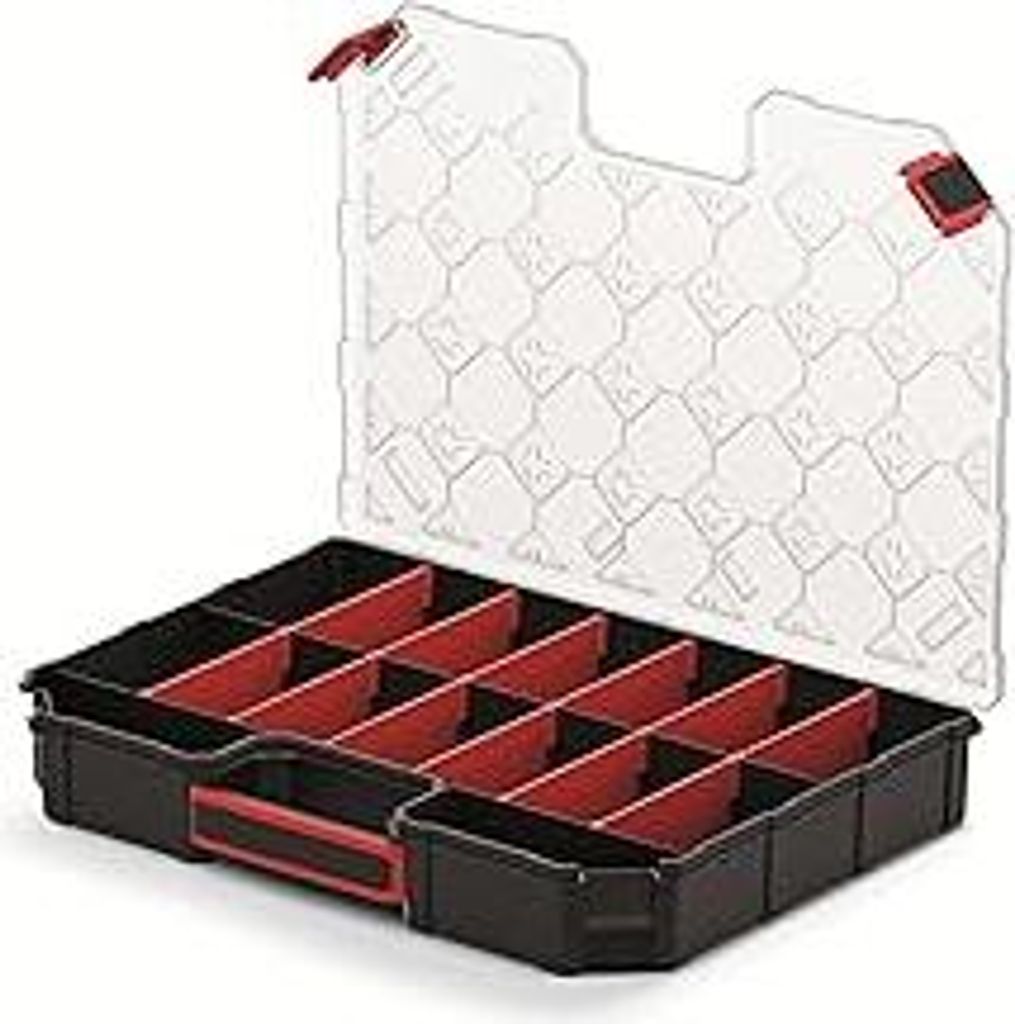 Mivos Sortimentskasten 390 x 284 x 60 mm mit 16 Verstellbare Fächer - Sortierkasten Kleinteile - Zubehörbox - Stabiler Werkzeugbox für Werkstatt...