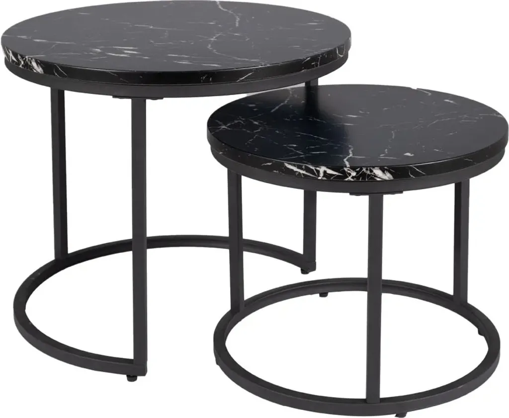 Tavolini Sovrapponibili AMARO Nero | Set 2 Pezzi Design Contemporaneo
