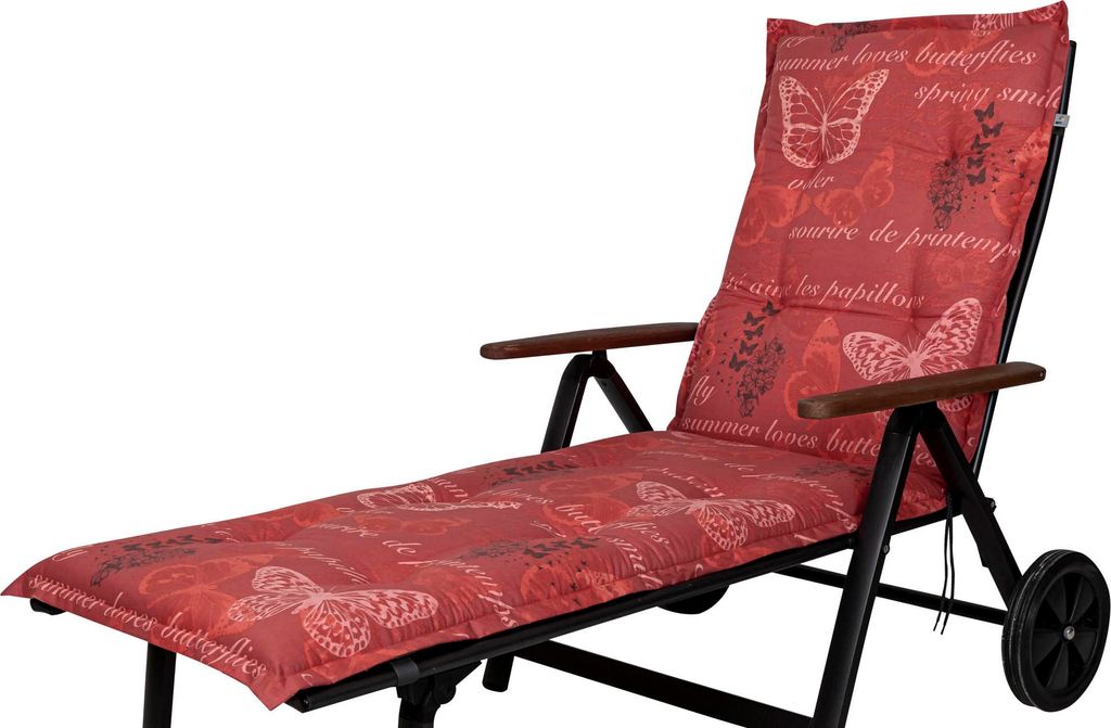 Auflage Rollliege Bali 2386 rot Schmetterlinge 193x60x8 cm Produktbild 