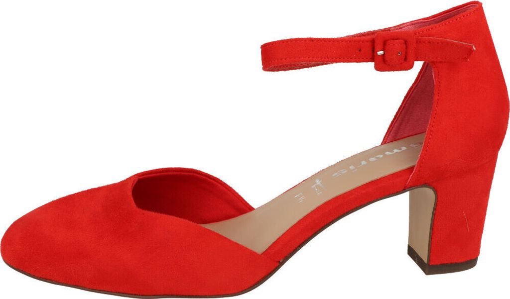 Tamaris Damen Pumps Fesselriemen Blockabsatz samtige Haptik Produktbild 7