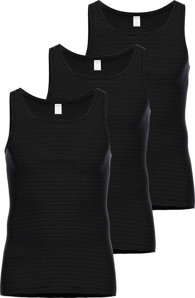 AMMANN Herren Unterhemd 3er Pack - Jeans, Verlängerter Rücken, Baumwollmischung Anthrazit 4XL