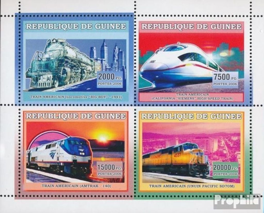 Briefmarken Guinea 2006 Mi 4381-4384 Kleinbogen (kompl. Ausgabe) postfrisch AMERIKANISCHE ZÜGE