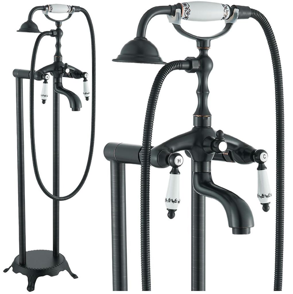 Ari Retro Freistehende Badewannenarmatur Schwarz Antik Mit Produktbild 