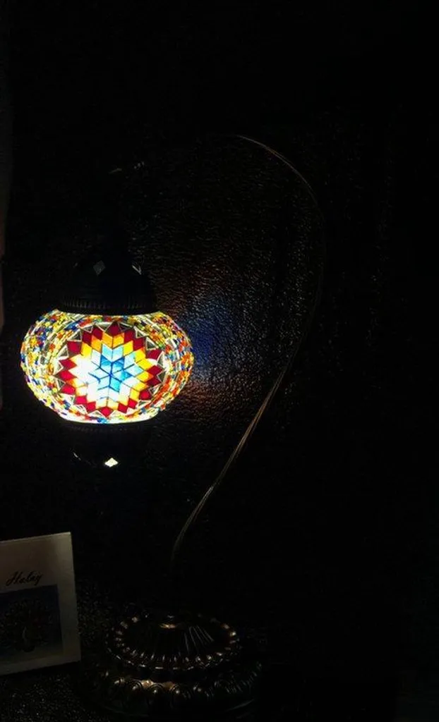 Veilleuse Mosaïque Turque Artisanale avec Éclairage Ambiance Doux - 6