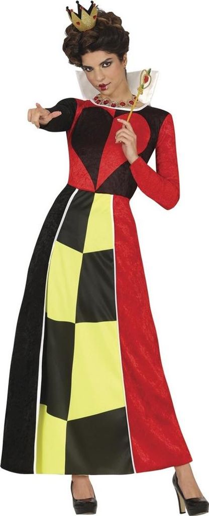 Fiestas Guirca - Herzdame-Kostüm-Kleid für Damen FG619 (S) (Rot/Schwarz)