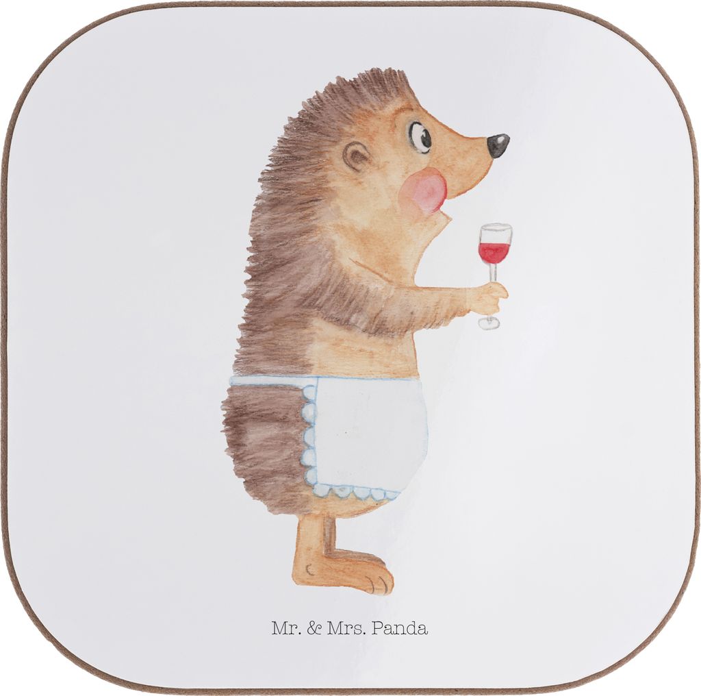 Mr. & Mrs. Panda Flaschenuntersetzer Igel Wein - Weiß - Geschenk, Coaster, Tassenuntersetzer, Tassen Untersetzer, Holzuntersetzer, Lustige Sprüch...