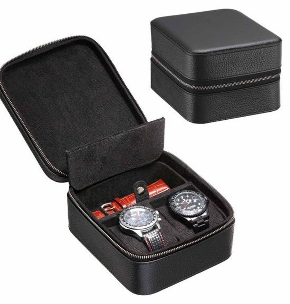 Reisehorloge-Tasche mit Accessoireschachtel, -Leder für Herren | Robuster, tragbarer Schutzverschluss, passt auf alle Uhren und Smartwatches bis 6...