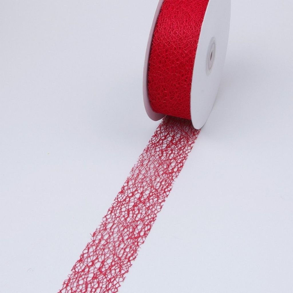 Mesch Dekoband rot - 40 mm breit - Rolle 25 m - 29000-40-25-30