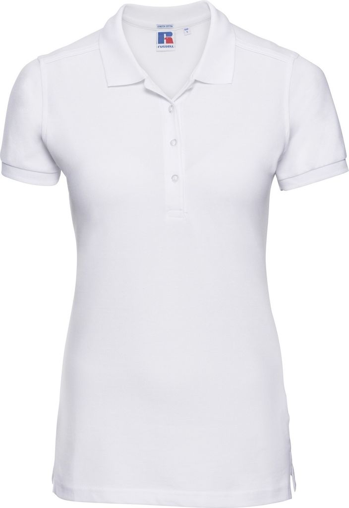 Russell Damen Stretch Polo-Shirt, Kurzarm BC3256 (XS) (Weiß)