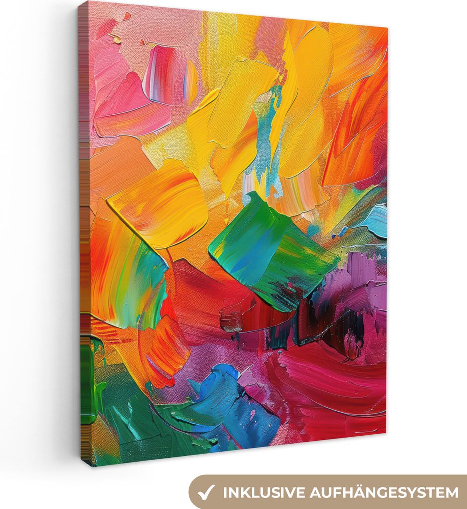 Leinwandbilder 30x40 cm - Abstrakt - Gemaltes Aussehen - Modern - Farbenfroh, Leinwand Bilder, Wanddeko, Bild