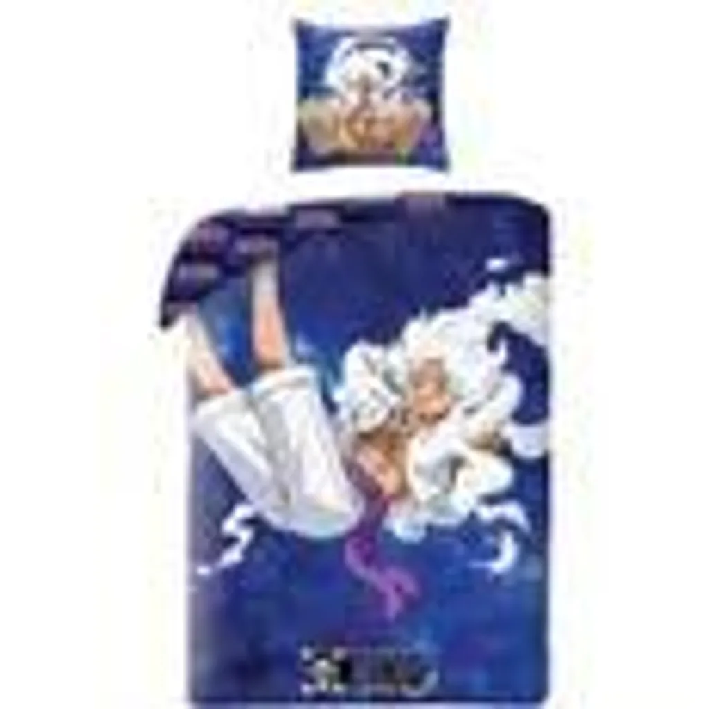 Copripiumino One Piece Luffy Gear 5 Blu Microfibra - Set Letto 140x200