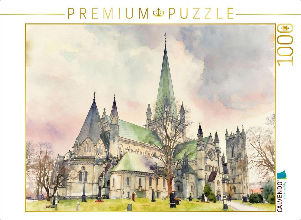 CALVENDO Puzzle Nidarosdom | 1000 Teile Lege-Größe 64x48cm Foto-Puzzle für glückliche Stunden