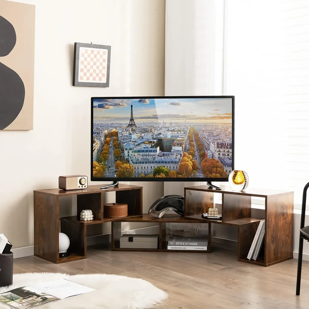 Meuble TV d'Angle Extensible et Bibliothèque Lowboard en Bois Robuste - 2