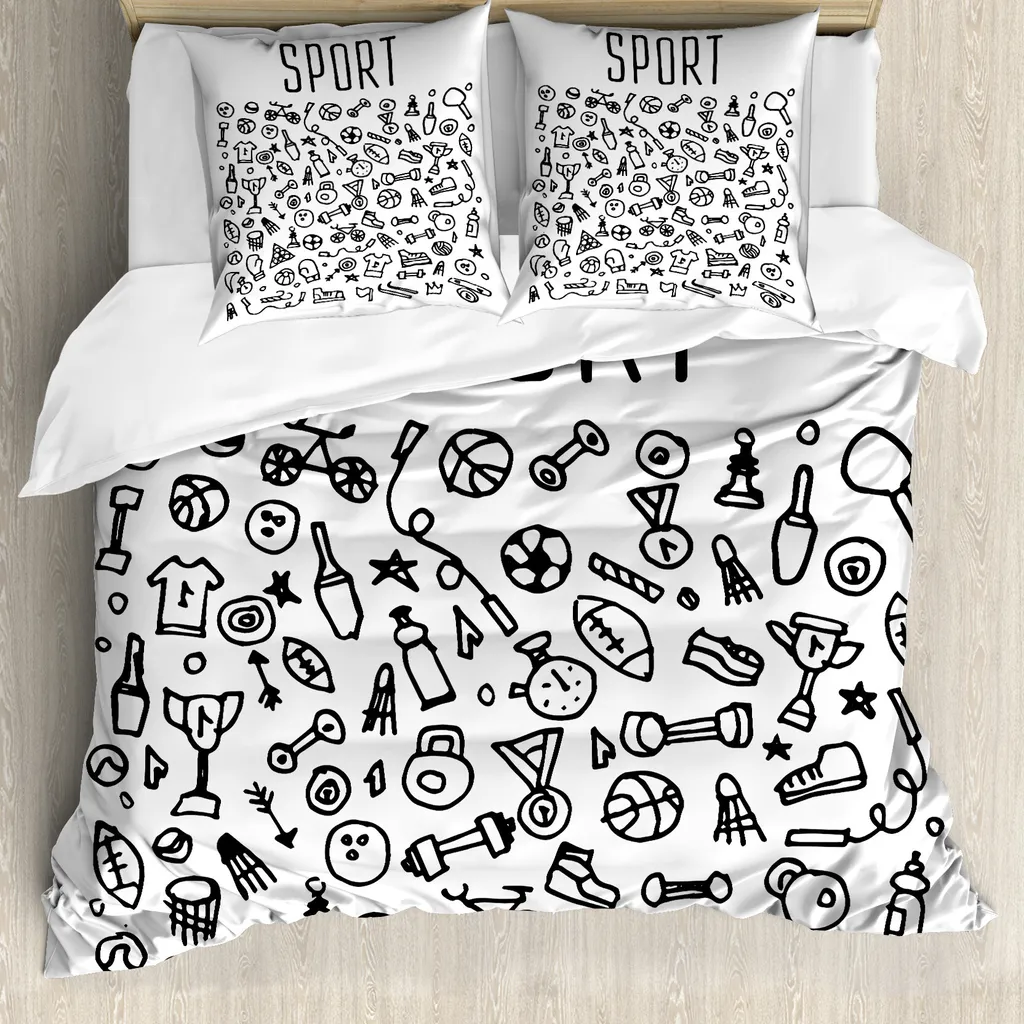 Copripiumino Matrimoniale Fitness Bianco Nero 200x200 | Abakuhaus