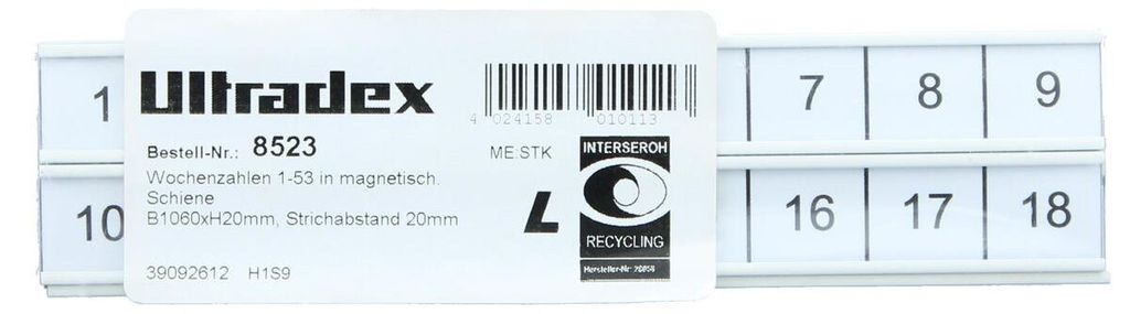 Skala mit Wochenzahlen 1-53 magnetisch 1060xH20mm Produktbild 