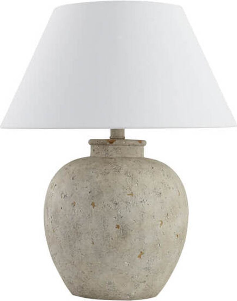 HOME DELUXE Kleine Tischlampe in Steinoptik LENE - Weiß | Tischleuchte Schreibtischlampe Nachttischlampe