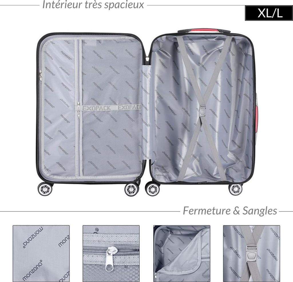 MONZANA® Valise rigide Exopack Noir Taille L Serrure TSA 4 Image du produit 