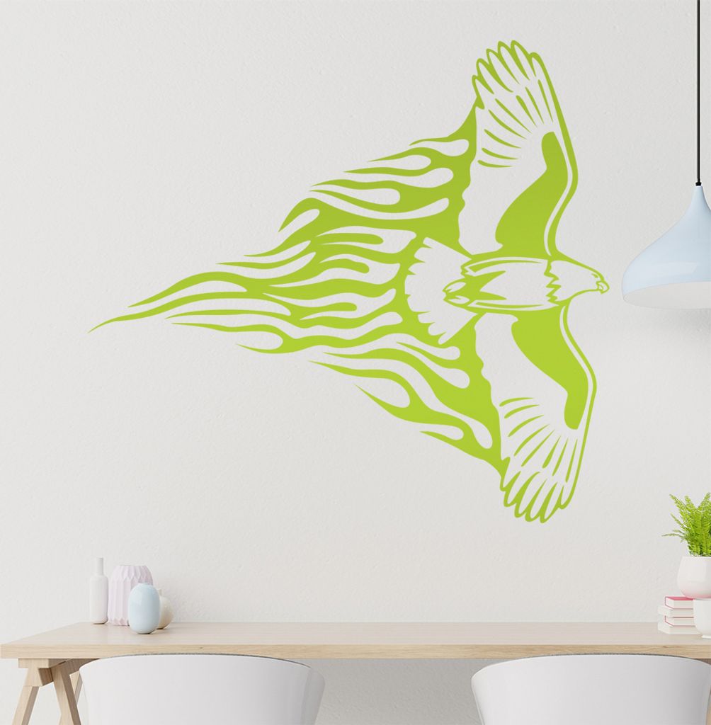 Flammen Adler Wandtattoo in 6 Größen - Wandaufkleber Wall Sticker - Dekoration, Küche, Wohnzimmer, Schlafzimmer, Badezimmer