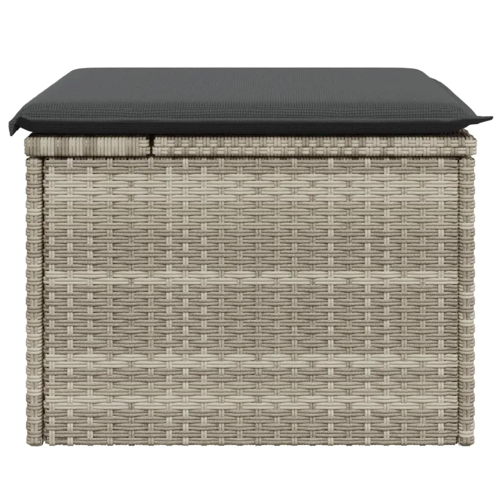 Sgabello da giardino con cuscino grigio chiaro 55x55x37 cm in poly rattan - 4