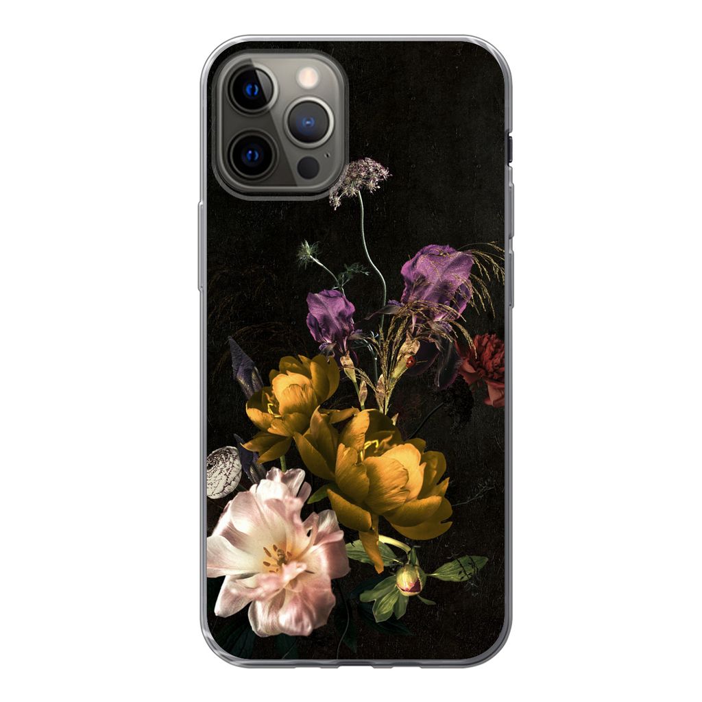 MuchoWow Handyhülle Schutzhülle Hülle für iPhone 13 Pro Blumen - Muster - Pflanzen Silikon Softcase Handy Hülle - Handy-Tasche