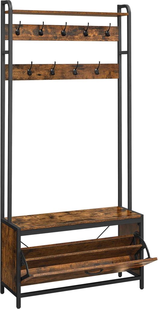 Kleiderbügel Mit Schuhregal 85X30X180 Cm Rustikales Braun