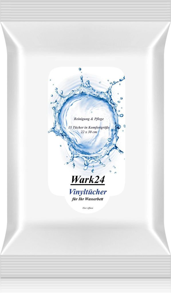 A package of wet wipes for a waterbed.