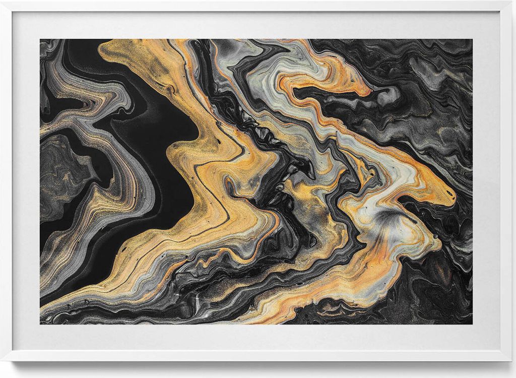 Abstrakte Struktur– Wandbild mit Rahmen – Gerahmtes Bild – Wanddekoration – 100x70 cm – Weiß Rahmen