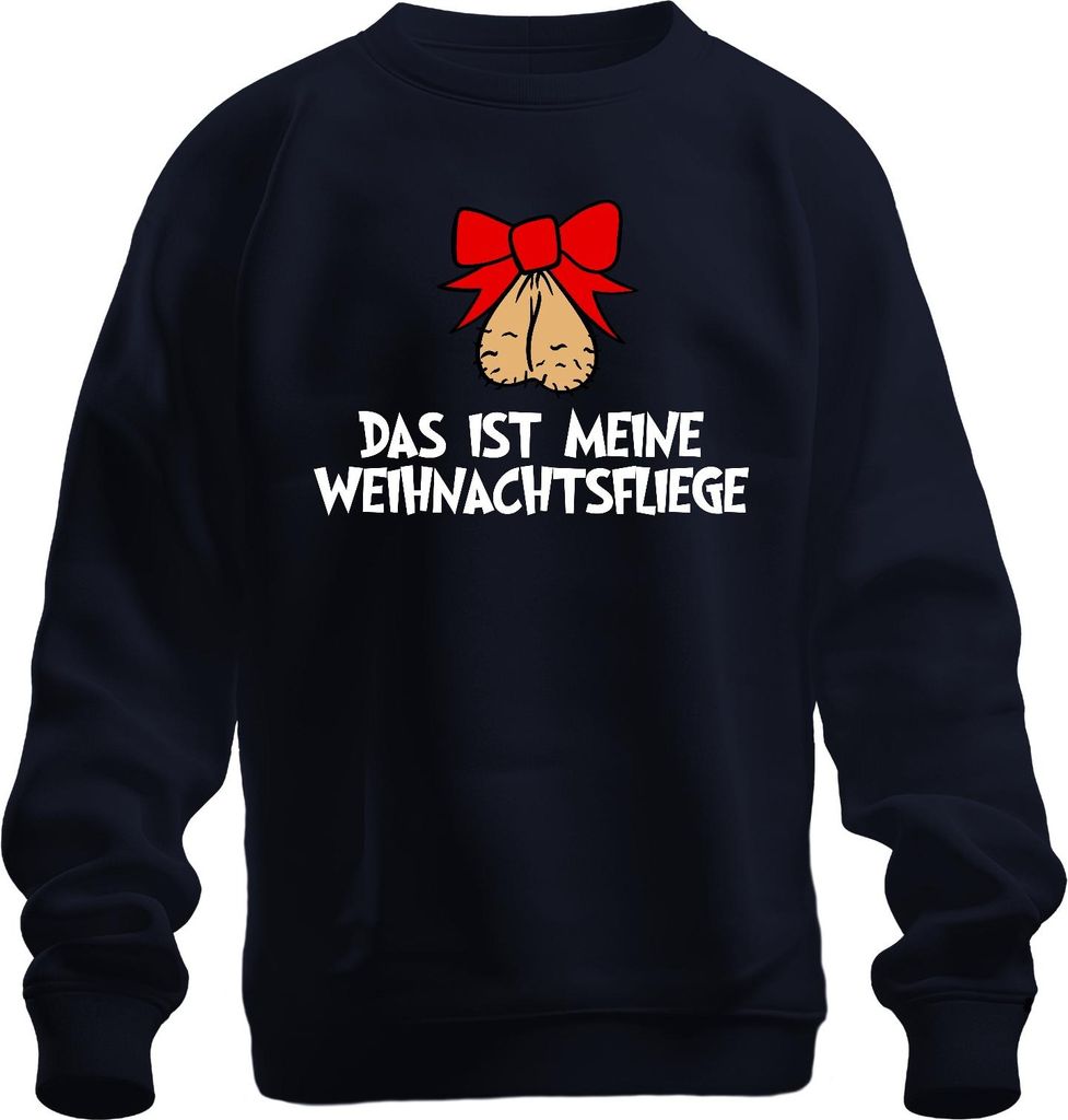 Meine Weihnachtsfliege rote Schleife lustig Geschenk Nüsse Weihnachten Uni Sweatshirt Pullover, Navy, M
